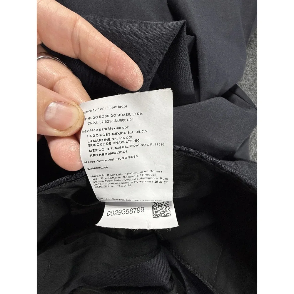 Hugo Boss Dress Pants 38R Navy Virgin Wool‎ Straight Leg Business Career